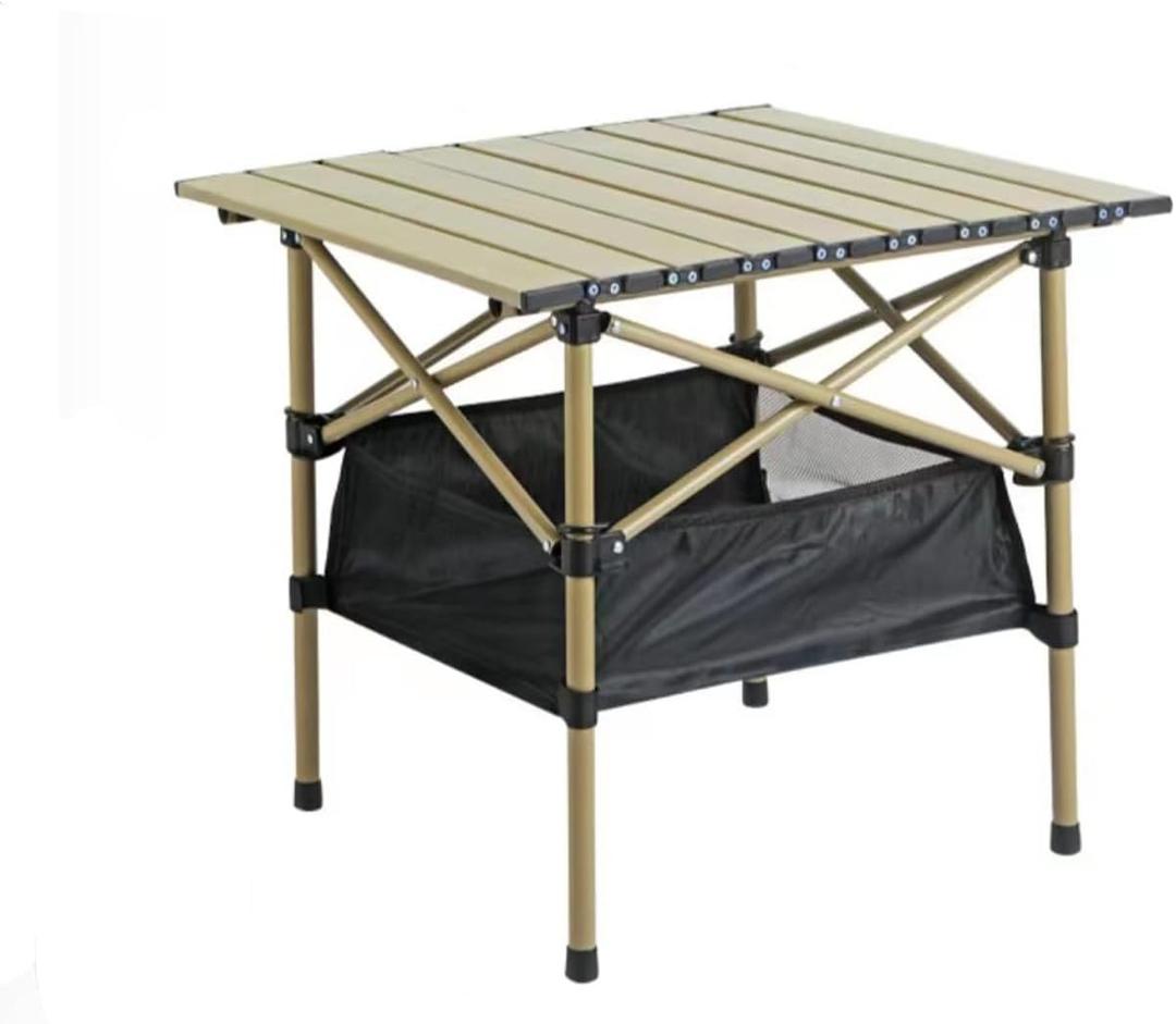 Beach Tables Foldable,Folding Aluminum Camping TabletopPortable Camp Table,Folding Camping Gear with Storage Bag (Black, 20 * 20 INCH) (Beige)