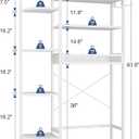 K1 Heavy Duty 7-Tier Over The Toilet Storage（With Basket and Paper Hook）Freestanding Above Toilet Shelf with Adjustable Feet，Space Saver Bathroom Shelves 9.3"D x 33.5"W x 63.8"H，Beige White
