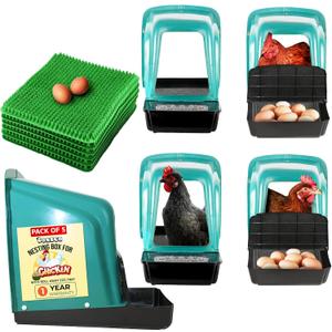 Nesting Boxes for Chicken Coops | Roll Away Hen House for Laying Eggs | Durable Plastic Chick Brooder Box with Perch & Pull Out Egg Tray for Poultry Farm | Chicken Coop Accessories (Pack of 5)