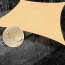 SUNNY GUARD Waterproof Sun Shade Sail 10' x 10' Sand Rectangle UV Block Sunshade for Backyard Yard Deck Patio Garden Outdoor Activities and Facility