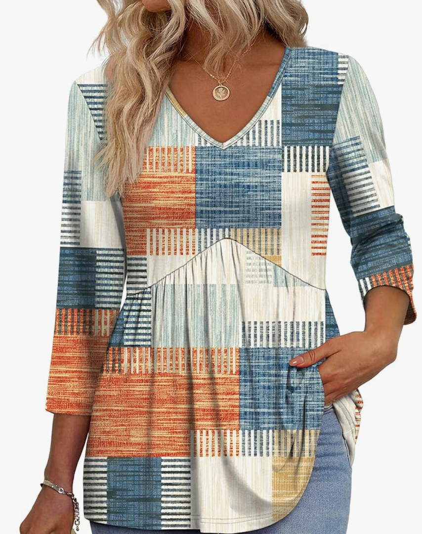 3/4 Length Sleeve Women's Tops 2025 Blouses for Women Dressy Casual Fashion Clothing V Neck Babydoll Tops Fall Outfits Size M 3/4 Length Sleeve Women's Tops 2025 Blouses for Women Dressy Casual Fashion Clothing V Neck Babydoll Tops Fall Outfits Size M