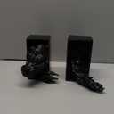 Dragon Bookshelf Decor Gothic Fantasy Bookends Black Animal Statues for Shelves Book Lovers Gifts Unique Resin Shelf Holder Set (10"*6.1"*4.9") Home Office Decorative