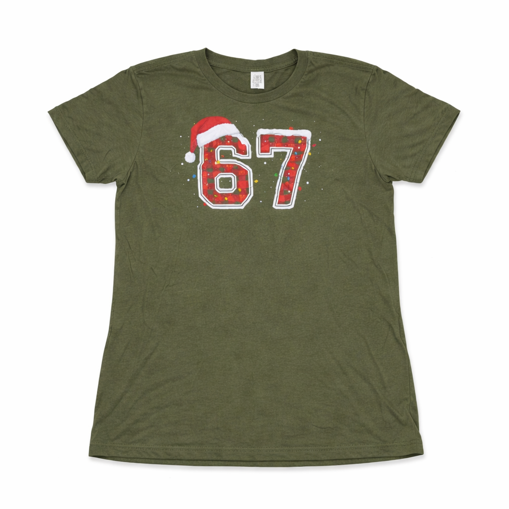 Funny Number 67 Aura 67 Christmas Holiday Women Kids Xmas T-Shirt, Green, Medium