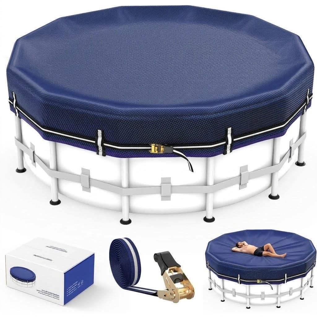 LXKCKJ 24 Ft Round Pool Covers for Above Ground Pools, Extra Thick 185G PE