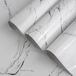 TOTIO 31.5x315inch Extra Wide Black White Marble Wallpaper Peel Stick Glossy Thick Waterproof Furniture Sticker Granite Look Contact Paper Removable Wall Sticker Self-Adhesive Countertop Vinyl Wrap