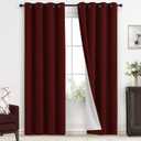 Yakamok Room Darkening 100% Blackout Curtains Grommet Window Treatments with 2 Thick Layers-Burgundy Red Thermal Insulated Drapes Set of 2 Panels for Bedroom Living Room 52 Inches by 96 Inches Length
