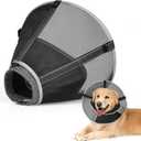 Breathable Mesh Dog Cone Collar with Soft Liner for Surgery, Elizabethan Recovery Alternative to Stop Licking,Pet Neck Collar for Large Medium Small Breeds(Black,4) (4(Neck:11-15in, Depth:9.0in))