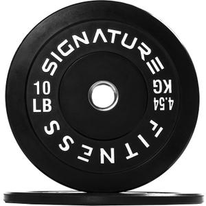 Olympic Bumper Plates, 2" Weight Plates for Strength Training & Weightlifting, Pairs, Sets or Sets with 7FT Barbell, Multiple Options (10 lbs, Black)