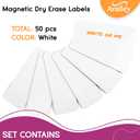 Availey 50 Pieces (3.2 x 1.2) - White Magnetic Dry Erase Labels - Reusable Strips for Classroom Home Office Garage Refrigerator Blank Writable Erasable Cards Name Tags Students Locker Shelf