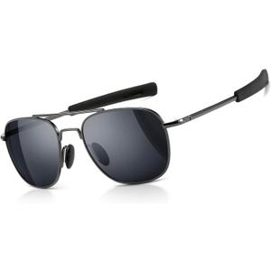 SUNGAIT Men's Military Style Polarized Pilot Aviator Sunglasses Bayonet Temples