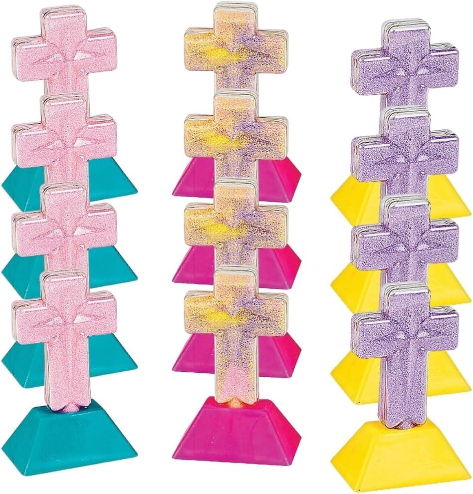 Fun Express Sand Art Crosses Kit for Kids 12 Pack - Colored Sand Painting Craft Set for Sunday School Supplies & VBS | Christian Bible Crafts for Religious Education & Church Activities