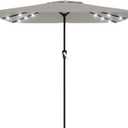 AreShark 6.5' x 10' Rectangular Patio Umbrella with Solar Lights, Solar Powered Lighted Market Umbrella w/Tilt and Crank, Outdoor Table Umbrella for Garden, Deck, Backyard, Pool and Beach, Light Gray
