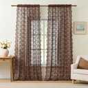 YJ YANJUN Vintage Lace Curtains 84 Inches Long-Victorian Floral Boho Brown Sheer Curtains for Living Room Bedroom, Light-Filtering Rustic Farmhouse Window Treatment, Chocolate 2 Panels 52W x 84L