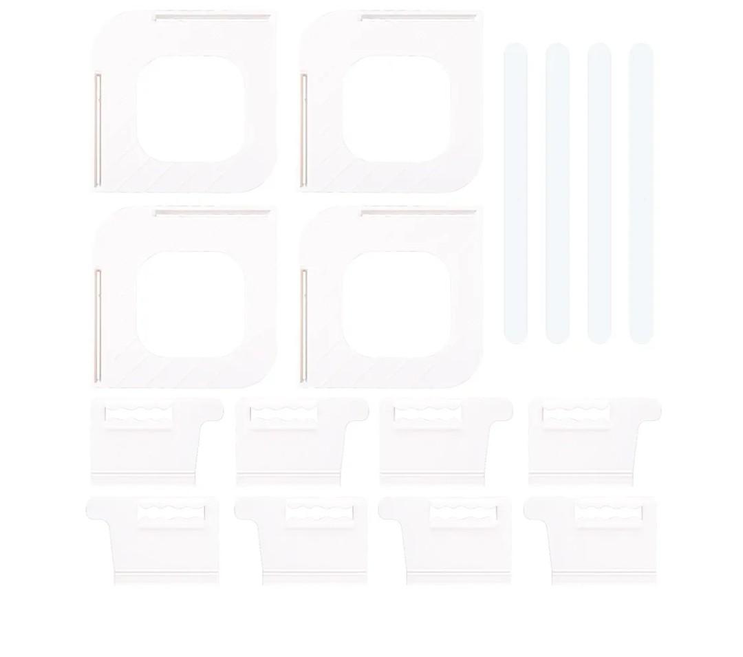 4pcs Open Corner Bed Sheet Holders with Lock Strips, Plastic Lock Bedding Blankets Protectors Set Universal Mattress Corner Tightener, Say Goodbye to Loose Sheets (White)