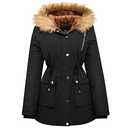 FARVALUE Womens Water-repellent Winter Coat Thicken Puffer Jacket Warm FLeece Lined Parka with Fur Hood Black XX-Large