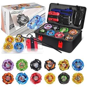 X Battling Set, 12 Spinning Tops, 3 Launchers and 1 Grip with Storage Box, Kids Toys Birthday Gift Ideal for 6+ Years Old Boys