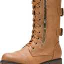 DREAM PAIRS Women's Mid Calf Built-in Wallet Pocket Lace up Military Combat Boots 7.5