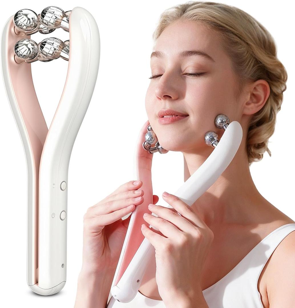 HAMINOS Microcurrent Facial Massager with 3D Roller, 3 Intensity Levels, Lifting & Toning Tool for Face, Leg, Arms & Neck, Gentle Contouring & Skincare Absorption