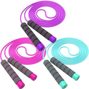 Jump Rope For Kids,Jump Rope Kids,Adjustable Soft Skipping Rope,Toddler Jump Rope With Skin-Friendly Foam Handles For Kids, Boys,Girls,Women, Men,Exercise Activity,Outdoor Fitness (Rose Pink+Purple+Blue)