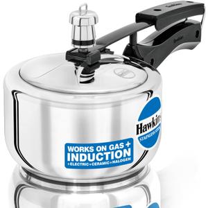 Hawkins 1.5 Litre Pressure Cooker, Stainless Steel Inner Lid Cooker, Induction Cooker, Small Cooker, Silver (HSS15)