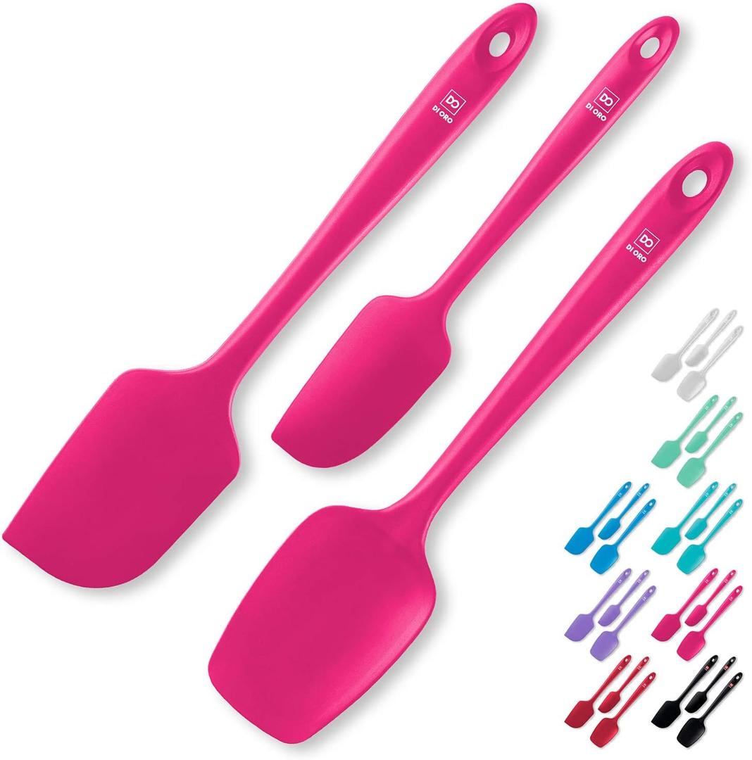 DI ORO Silicone Spatula Set - Rubber Kitchen Spatulas for Baking, Cooking, & Mixing - 600F Heat-Resistant & BPA Free Silicone Scraper Spatulas for Nonstick Cookware - Dishwasher Safe (3pc, Magenta)