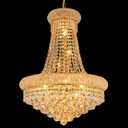 Crystal Chandeliers for Dining Room Light Fixture, Empire Style K9 Crystal Chandeliers for Entryway, 12 Lights Gold Luxury Lighting Fixtures for Living Room Stairway Bedroom Foyer Hallway
