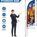 8FT Iced Tea Feather Flag with Pole Outdoor Advertising Banner Polyester Fabric Stainless Steel Pole Promo Flag Kit with Ground Spike Carry Bag for Beverage Shop