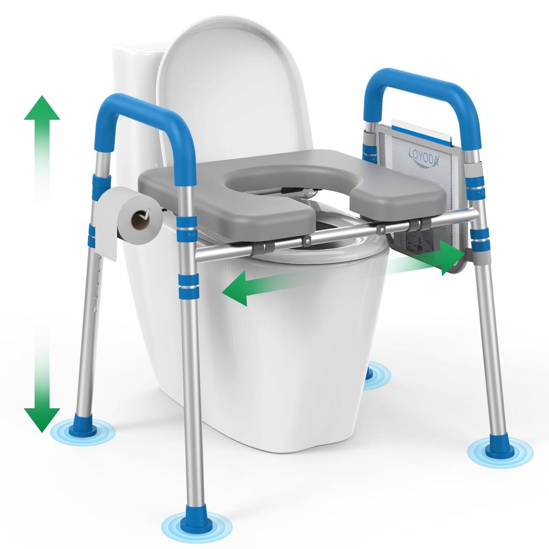 Loyoda Raised Toilet Seat Risers with Handles, Height Adjustment, 400 LBS