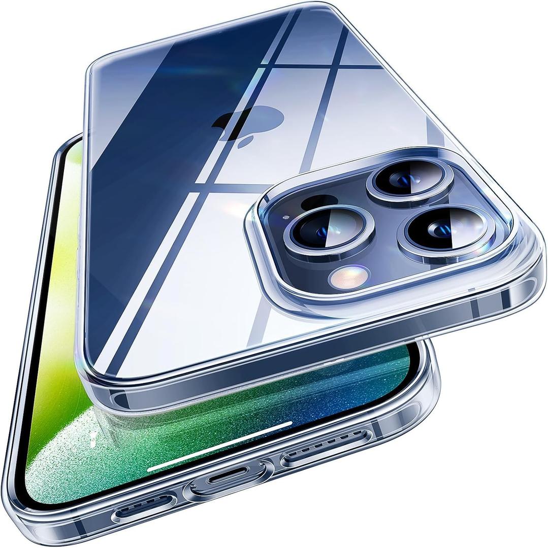 TORRAS Crystal Clear for iPhone 15 Pro Max Case, [Anti-Yellowing][Military-Grade Protection], Slim Transparent Anti-Scratch Back, Soft Bumper, Non-Slip Protective Phone Cover, Clear