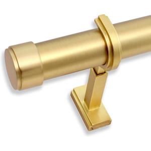 BlastHome Luxury 3.5 ft Custom Curtain Rod  1 1/4" Large Diameter  Premium Brackets & Endcaps  Nonadjustable Rods Connect for a Seamless Look  Brushed Gold Finish