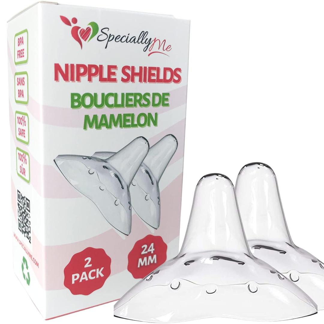 2 x Breastfeeding Nipple Shields for Nursing Newborn Baby, 2 Count 24mm | Soft Silicone | BPA BPS Free with Sterilizer Case