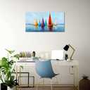 Derkymo Sailboat Wall Art Coastal Picture Ocean Canvas Print Artwork for Home Wall Decoration Ready to Hang, 20"x40"