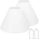 White Lamp Shades Set of 2, Empire Large Lamp Shades for Table Lamps Floor Lamps, 6" Top x 16" Bottom x 10.8" High, Natural Linen Lampshades Replacement, Spider, Harp Holders Included, Easy Assembly