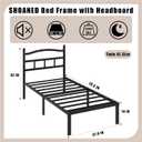 SHOANED Metal Bed Frame with Headboard - 14 Inch Twin XL Size Heavy Duty Bedframe Black Basic Steel Slats Platform No Box Spring Needed/Easy Assembly/Noise Free