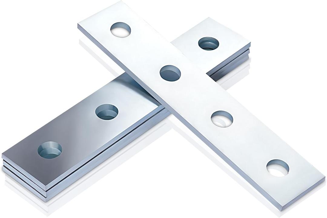 9 Pack Flat Plate Connector Bracket 4 Hole Distance 1" Steel Electrogalvanized Fit for " Bolt in 1-5/8" Strut Channel 175mm x 36mm x 5mm