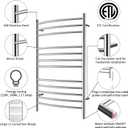 HEATGENE Towel Warmer Wall Mount Electric Plug-in/Hardwired Heated Towel Rack, 4-Supports Mirror Polish
