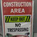 SmartSign 18 x 12 inch “Construction Area - Keep Out, No Trespassing, 24 Hour Surveillance” Metal Sign, 63 mil Aluminum, 3M Laminated Engineer Grade Reflective Material, Multicolor
