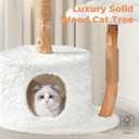 Easyego Modern Cat Tree, 39.9" Aesthetic Wood Cat Tree Tower for Large Cats, Luxury Cat Condo with Scratching Posts and Flower Platforms, Cat Furniture, White