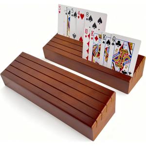 Card Holders for Playing Cards,Wooden Playing Card Holders for Adults, Perfect for Cards Organization During Family Gatherings, Holidays and Outdoor use (2 Pack)