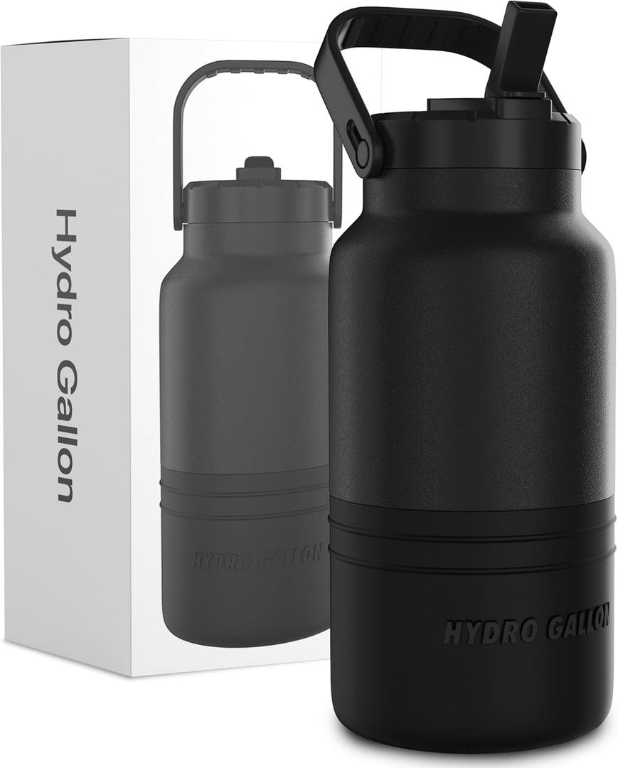 Insulated Water Bottle 64 oz / 1.89 L with Straw | Stainless Steel, Leak-Proof, BPA-Free | Keeps Drinks Cold | Ideal for Gym, 75 Hard, Office, Camping, Outdoor Use