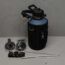 Trebo Water Bottle 64oz with Paracord Handle, Half Gallon Large Vacuum Double Wall Stainless Steel Insulated Water Jug with Holder Strap Straw Spout Lids, Leakproof Keep Cold & Hot, Indigo/Black