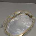 Feyarl Gold Glass Perfume Tray Mirror Vanity Jewelry Trinket Organizer Ornate Cosmetic Makeup Display Decorative Tray for Bathroom Home Decor Dresser Tabletop Countertop 11 x 8.26 x 1.96inch