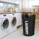 DOKEHOM 90L Large Laundry Basket, Collapsible Laundry Bag, Freestanding Tall Clothes Hamper, Foldable Washing Bin  (Black)
