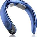 FrSara Portable Neck Fan Rechargeable, Personal Battery Powered Cooling Device that Blows Cold Air with USB TYPE-C, LED Display, 3-Speed, 4000mAh, Ideal Gift for Women, Sports, Men, Travel, Navy Blue