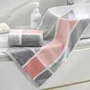 Sense Gnosis Pink Hand Towel Set of 2 Super Soft 100% Cotton Striped & Checkered Pattern Highly Absorbent Decorative Hand Towels for Bathroom Mother's Day Decorations 13 x 29 Inch