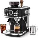 XIXUBX Espresso Machine with Grinder, PID & Programmable Settings, Black