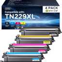 Compatible TN229XL Toner Cartridge Replacement for Brother TN229 XL TN 229XL TN229 Toner Work with Brother HL-L3220CDW MFC-L3720CDW HL-L3280CDW HL-L3300CDW MFC-L3780CDW Printer (BK/C/M/Y-4 Pack)