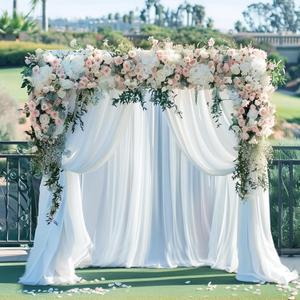 Gallety White Backdrop Curtain for Wedding, Photo Backdrop Curtains for Bridal Shower Decorations - 10FT x 10FT White Curtain with Rod Pockets for Celebration, Birthday Parites, Graduations Decor (W5' x H10'(2 panels))