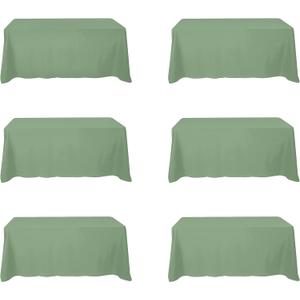 BRILLMAX 6 Pack Sage Green Tablecloths for 6 Foot Rectangle Tables 90 x 132 Inch - 6ft Rectangular Bulk Linen Polyester Fabric Washable Cloth Cover for Wedding Reception Banquet Birthday Party