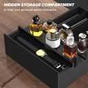 upcessory Cologne Organizer for Men, 3 Tier Wood Perfume Organizer with Felt Lining Drawer and Hidden Compartment, Black Perfume Display Holder, A Gift for Men